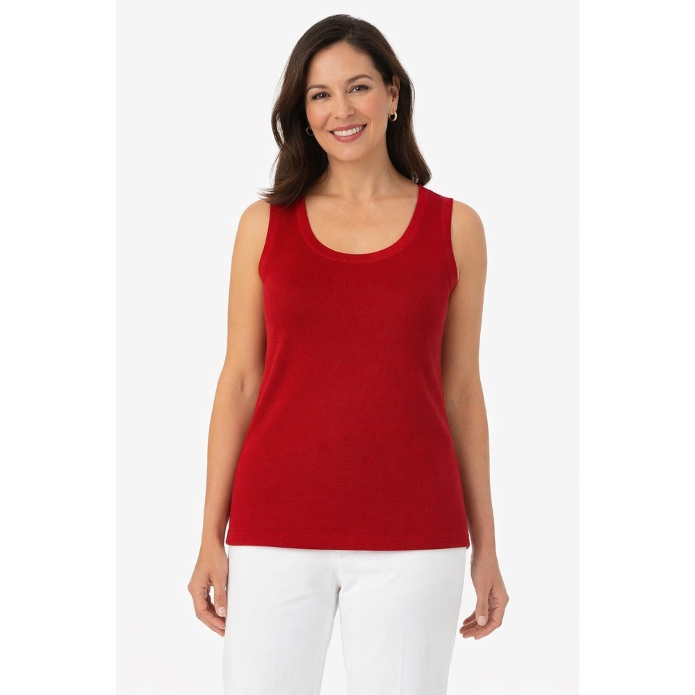 Exclusively Misook Red Knit Tank Top Scoop Neck Sleeveless Shell Size M